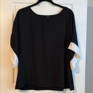 Ann Taylor Black Blouse with White Sleeves